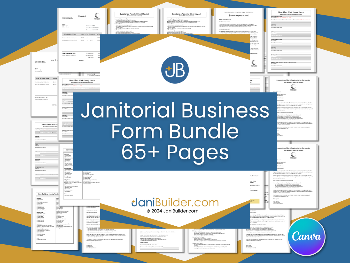 65+ Page Janitorial Business Forms Bundle