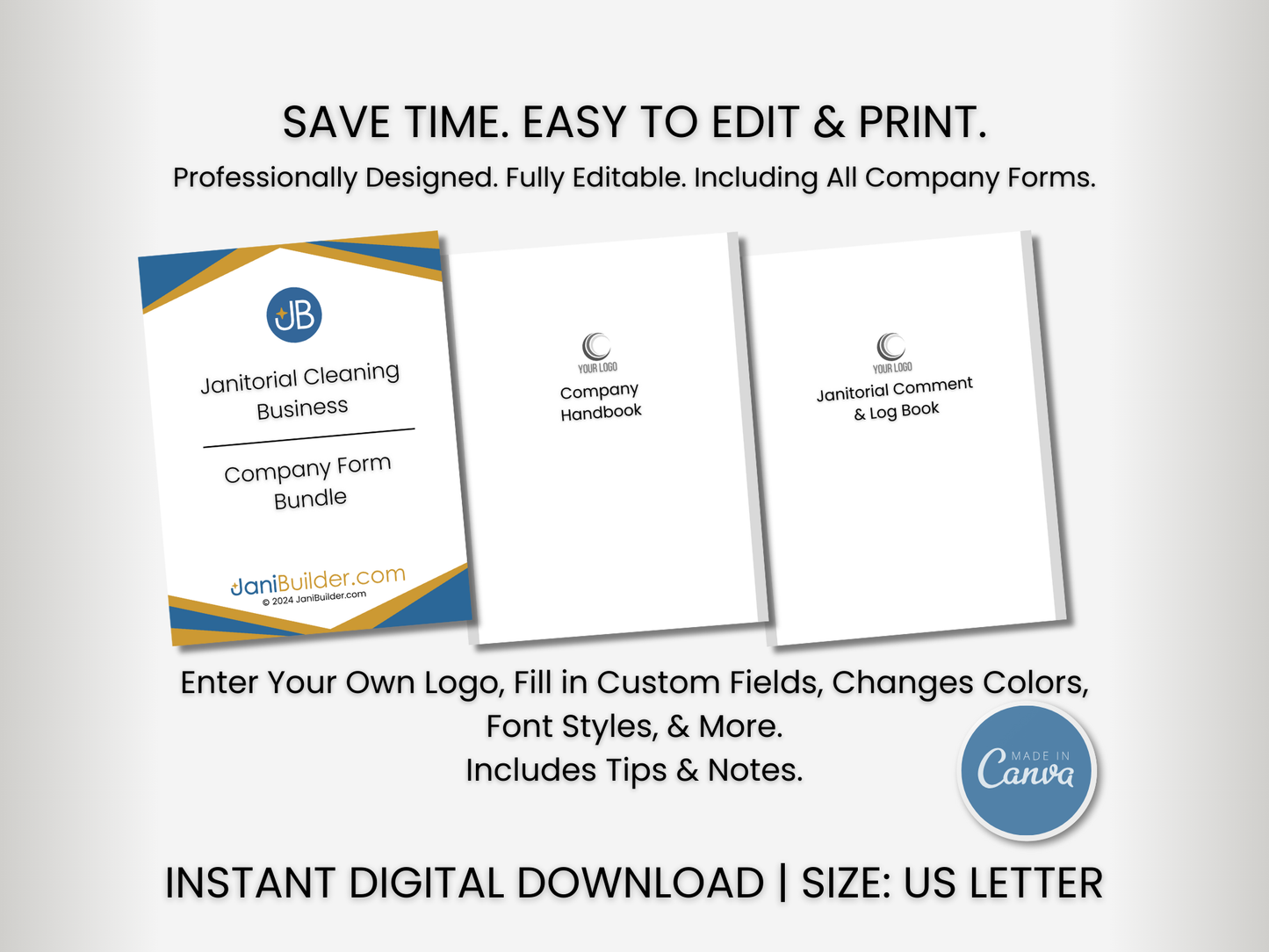 65+ Page Janitorial Business Forms Bundle