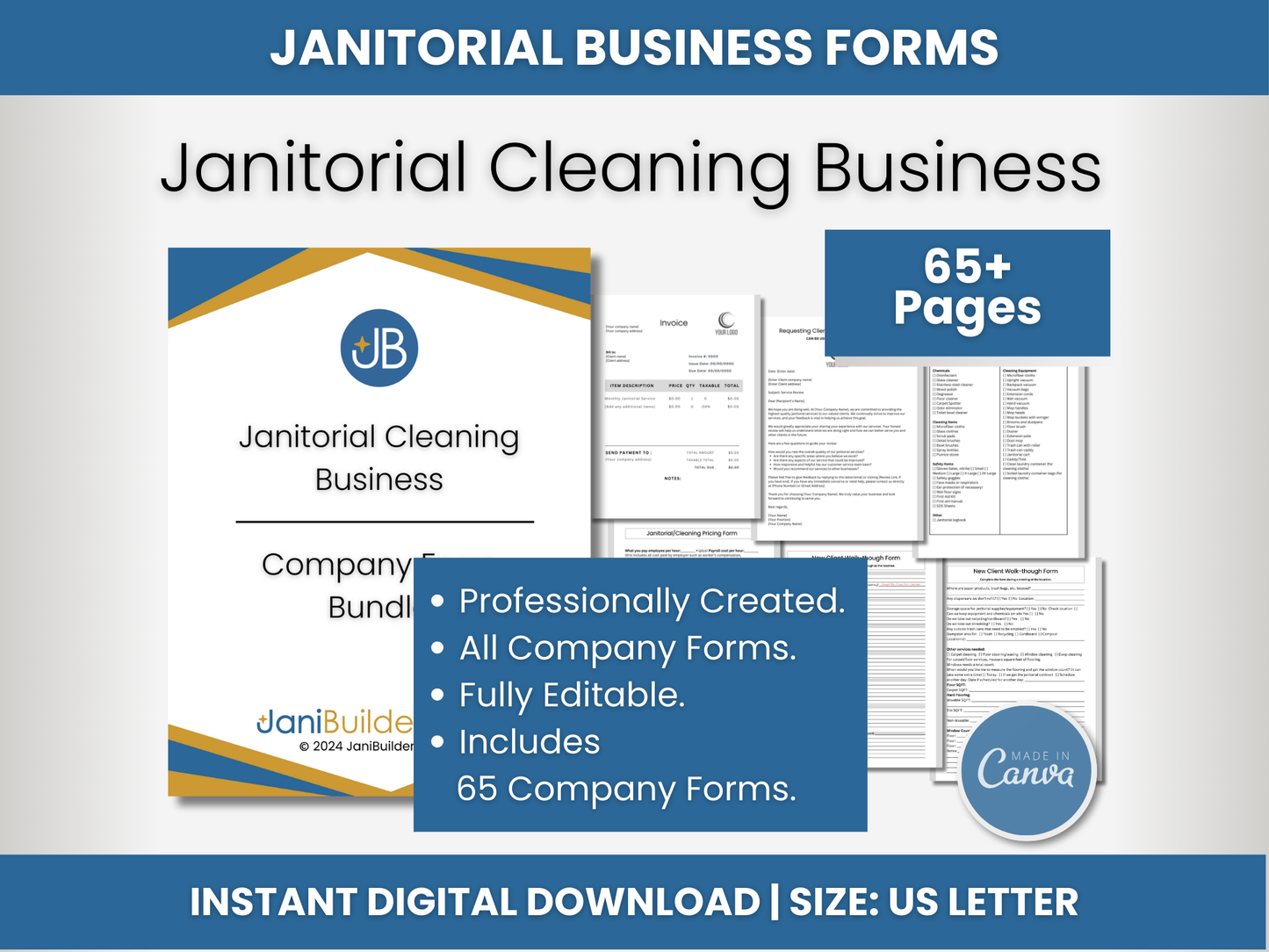 65+ Page Janitorial Business Forms Bundle